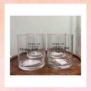 Set of 4 "Down the Hatch" Whiskey Glasses | Funny Cocktail Barware